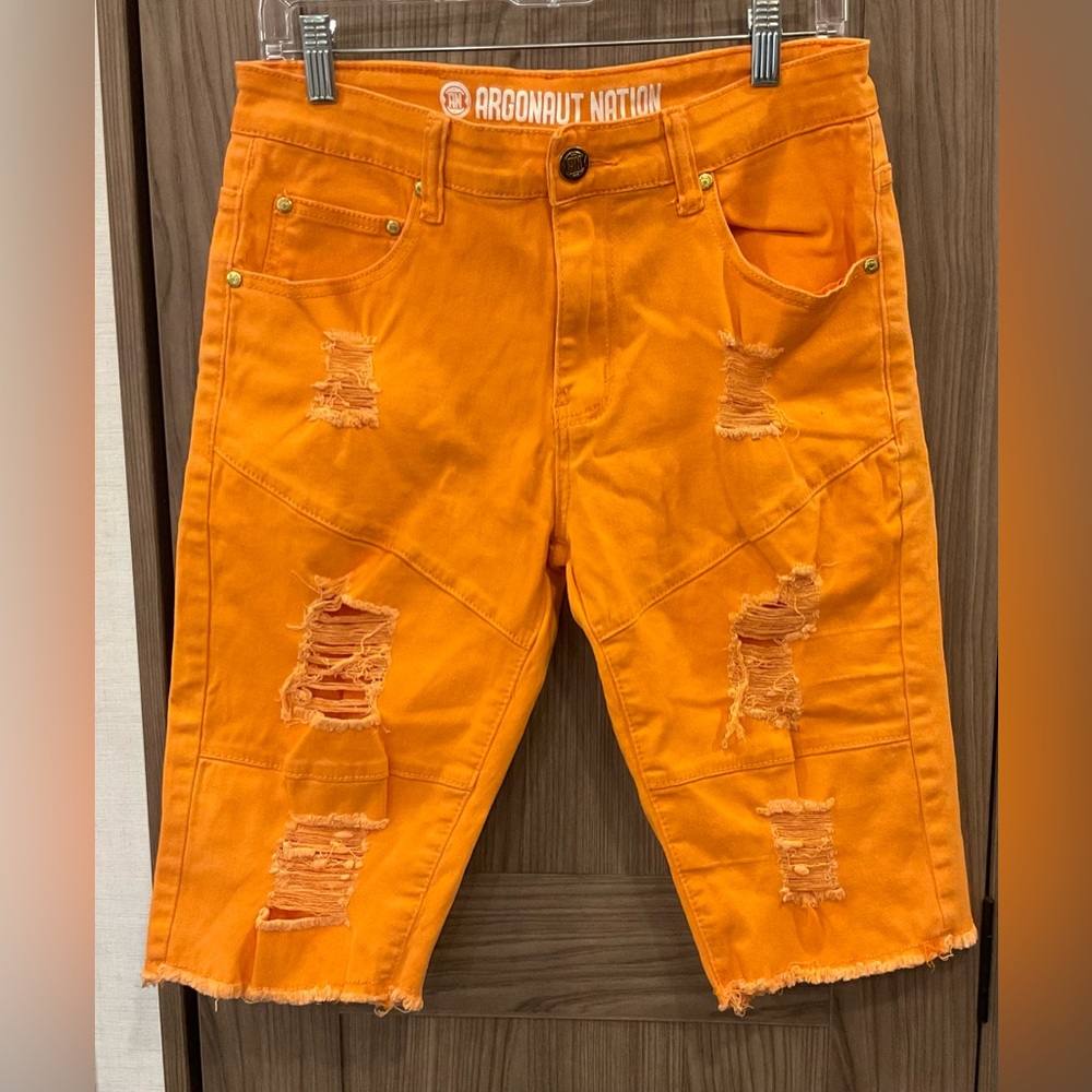 Argonaut Nation Mens Bright Orange Shorts Discoloration On Back Size 32